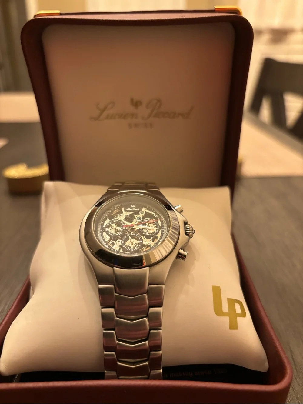 Lucien Piccard Men’s Automatic Skeleton Watch 26503BU – Box & Papers